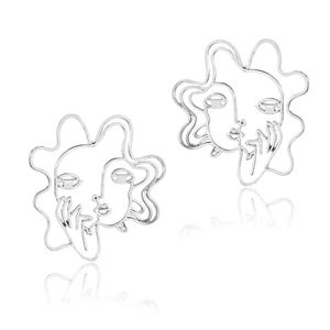 NEW SILVERTONE LADY'S FACE EARRINGS